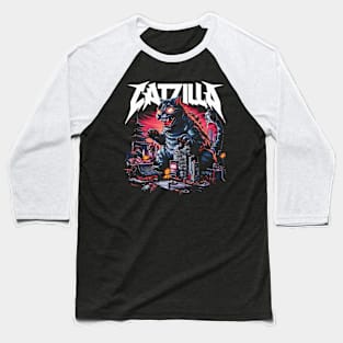 Metal Mayhem: Catzilla's Cataclysmic Conquest! Baseball T-Shirt